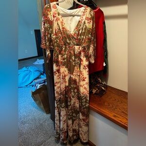 Baltic Born Floral Maxi Dress in Red and Cream
